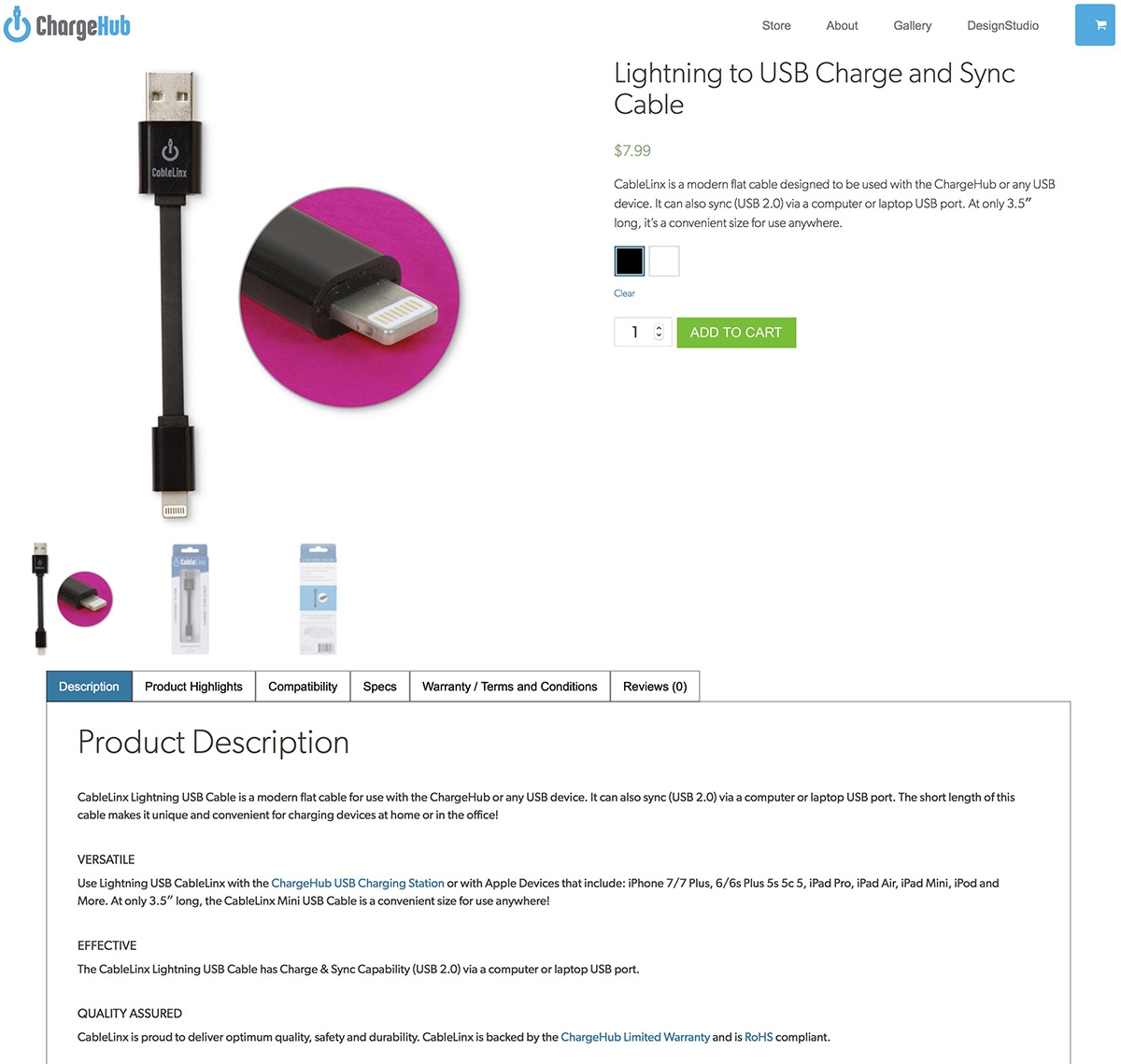 售完：原装 chargehub  cablelinx 数据线手机充电宝短充线适用于iPhone 安卓micro usb