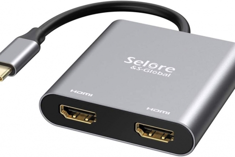 全功能C/雷电3 4 转HDMI USB-C to HDMI 一分二 MST协议外接多屏
