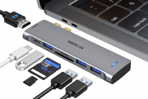 适用于Mac笔记本便携式扩展坞转HDMI TF/SD卡 USB-C雷电3 USB3.0