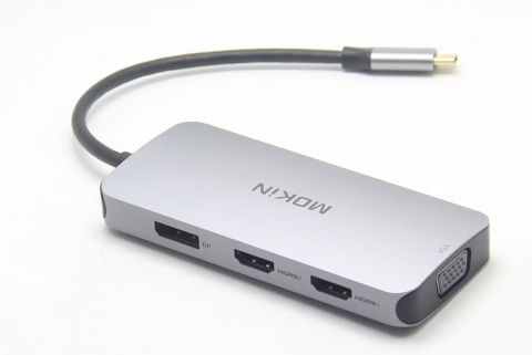 USB-C转双HDMI/DP/VGA 3个USB外接显示器和打印机炒股多屏集线器
