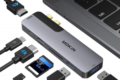 Macbookpro/air便携式扩展坞集线器外接HDMI USB3.0 SD卡支持M1 2