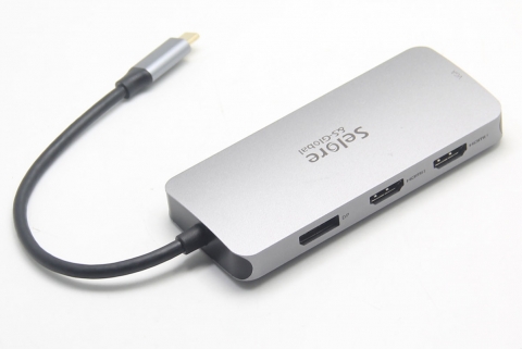 USB-C转双HDMI转接器集线器VGA DP 3个USB兼容win Mac电脑支持MST